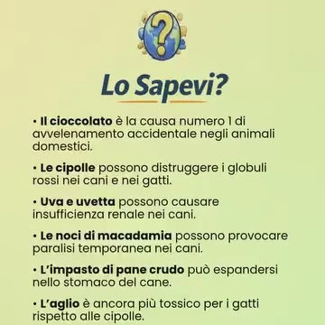 Alimenti nocivi per animali domestici