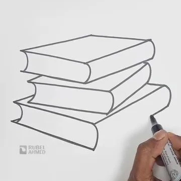 Disegno di libri sovrapposti con effetto di profondità