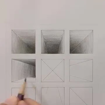 Griglia di quadrati con ombre disegnate a matita