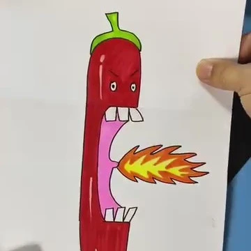 Disegno cartoon di un peperoncino rosso che sputa fuoco