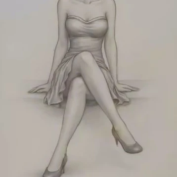 Disegno del corpo femminile seduto con ombre e proporzioni
